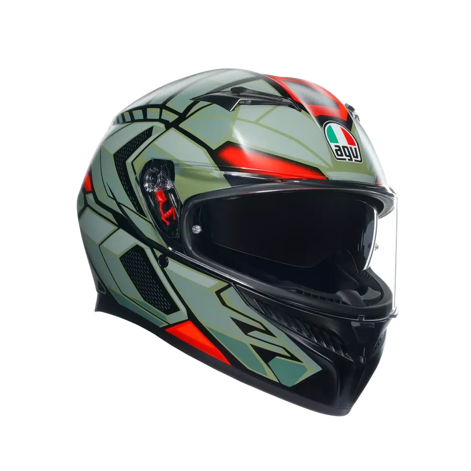 AGV AGV K3 Decept Matt Black/Green/Red Helmet – front view