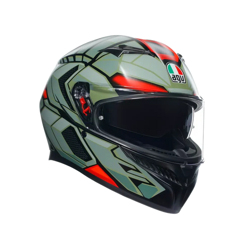 AGV AGV K3 Decept Matt Black/Green/Red Helmet – front view
