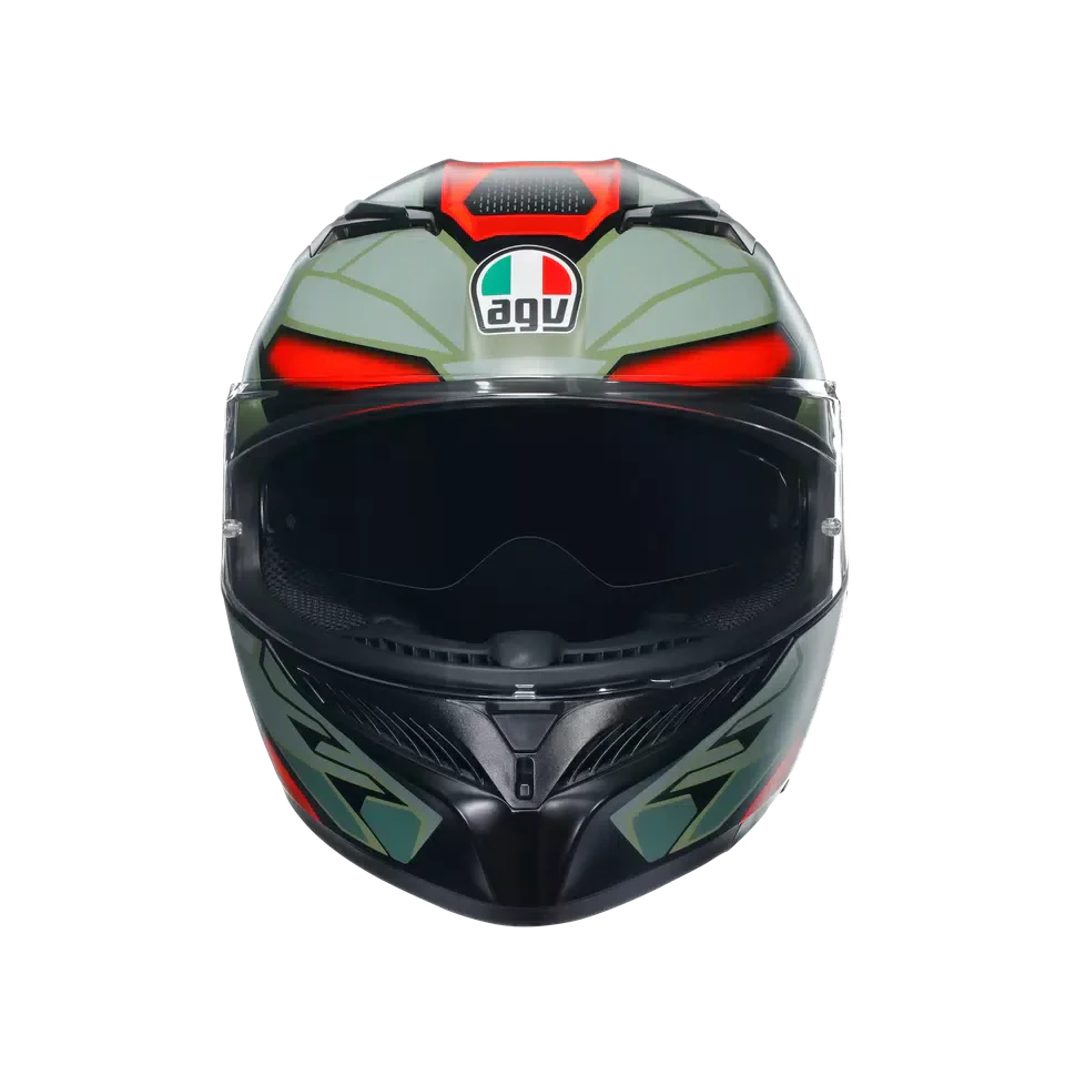 AGV K3 Decept Matt Black/Green/Red Helmet - AGV | SuperBike Store India