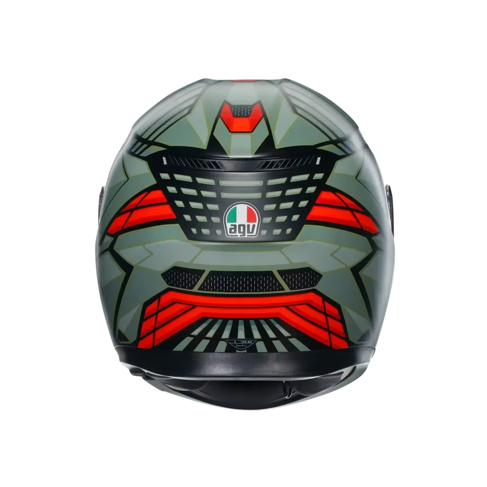 AGV AGV K3 Decept Matt Black/Green/Red Helmet – rear view