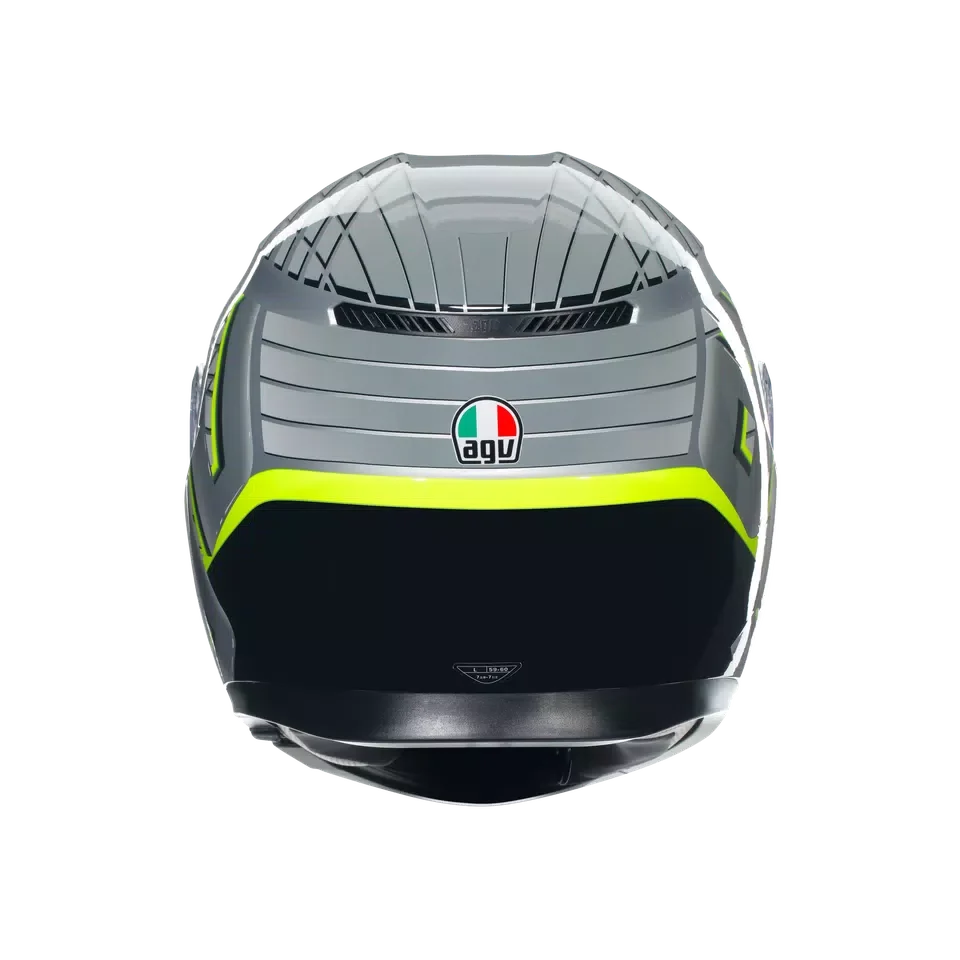 AGV AGV K3 Fortify Grey/Black/Yellow Fluo Helmet – rear view