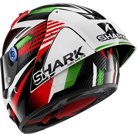 Shark Shark Aeron GP FIM Racing #1 Firstlap Helmet - Carbon Red Green – rear view