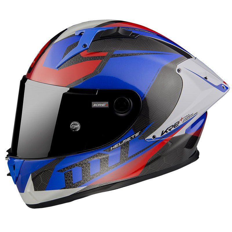 MT Helmets MT Helmets Kre Plus Carbon Projectile D7 Helmet - Blue – side view