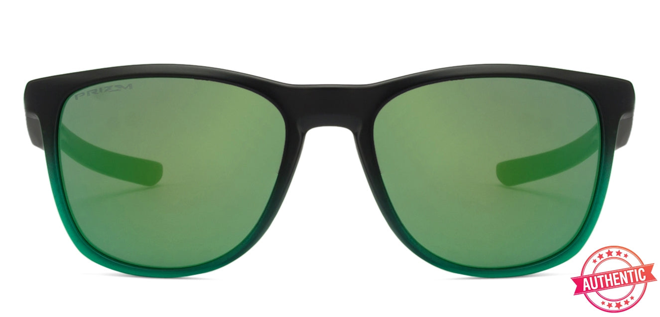 Oakley Oakley Black Green Transparent Mirror 11 Unisex Sunglasses – front view