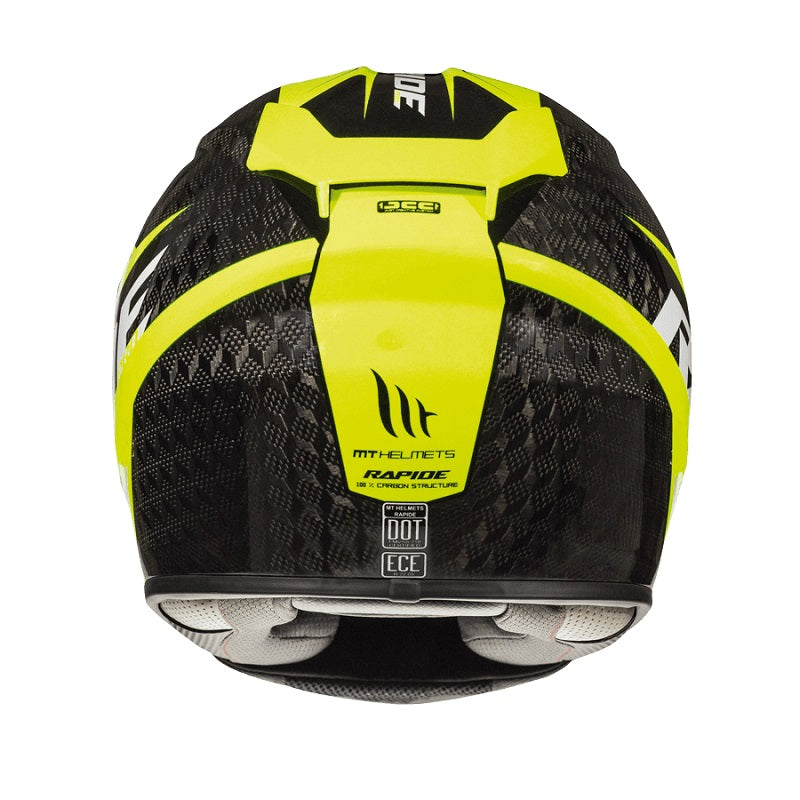 MT Helmets MT Helmets Rapide Pro Carbon Kid C3 Helmet - Yellow – rear view